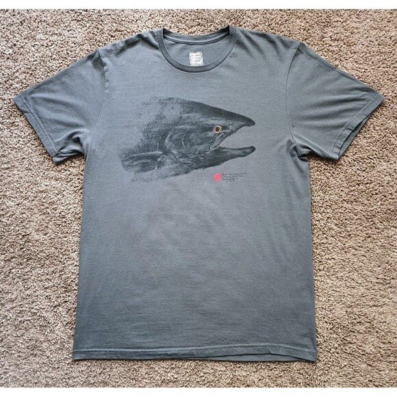 Chinook Salmon T-Shirt Men's Medium Gray Short Sleeve - Picture 1 of 7